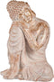Boeddha Tuin Beeldje Wit Goud (35,5 x 54,5 x 42 cm)