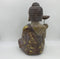 Boeddha zittend met lotusbloem goud rood bruin 48 x 32 cm Polystone | 10014487 | G.Wurm