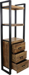 Boekenkast - 55x35x175 - Naturel/zwart - Mangohout/metaal