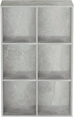 Boekenkast 6 open vakken opbergkast - vakkenkast - wandkast - grijs beton kleurig