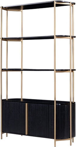 Boekenkast Harvard 170 cm - zwart/goud | Hotel collection