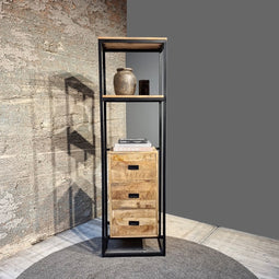 Boekenkast Len 3 lades mangohout 60 cm - naturel