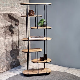 Boekenkast Suzanne ovaal mangohout 75 cm - Naturel