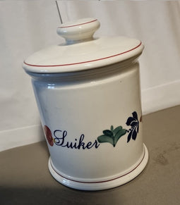 Boerenbont Voorraadpot Suiker 1.5 ltr Aardewerk met wit deksel