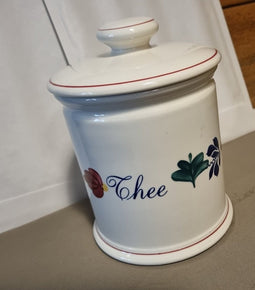 Boerenbont Voorraadpot Thee 1.5 ltr Aardewerk met wit deksel
