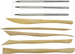 Boetseerspatel Conda set 8 stuks hout & metaal