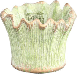 PTMD Casor Ronde Bloempot Koraal - H11 x Ø14 cm - Cement - Groen