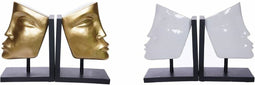 Bokstöd DKD Home Decor 30,5 x 10 x 22 cm Gezicht Hars Modern (2 Stuks)