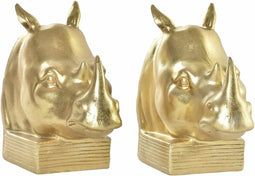 Bokstöd DKD Home Decor Gouden Neushoorn 15 x 7,5 x 14,5 cm Hars Koloniaal