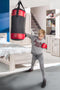 Bokszak met handschoenen PVC leer rood/zwart