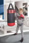 Bokszak met handschoenen PVC leer rood/zwart