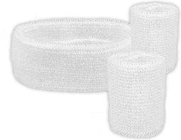 Boland - 3 Zweetbandjes wit Wit - Één maat - Volwassenen - Unisex - 80's & 90's - Disco- Sport