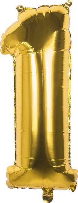 Boland - Folieballon '1' goud (36 cm) 1 - Goud - Cijfer ballon
