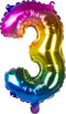 Boland - Folieballon '3' regenboog (36 cm) 3 - Multi - Cijfer ballon