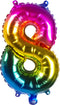 Boland - Folieballon '8' regenboog (36 cm) 8 - Multi - Cijfer ballon