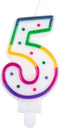 Boland - Kaarsje '5' stippels 5 Regenboog,Multikleur - Regenboog - Regenboog
