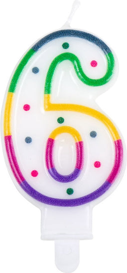 Boland - Kaarsje '6' stippels 6 Regenboog,Multikleur - Regenboog - Regenboog