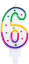 Boland - Kaarsje '6' stippels 6 Regenboog,Multikleur - Regenboog - Regenboog