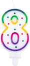 Boland - Kaarsje '8' stippels 8 Regenboog,Multikleur - Regenboog - Regenboog