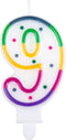 Boland - Kaarsje '9' stippels 9 Regenboog,Multikleur - Regenboog - Regenboog
