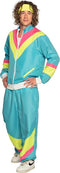 Boland - Trainingspak Retro dude neonblauw (M) - Volwassenen - - 80's & 90's - Disco