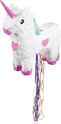 Boland - Trekpiñata Eenhoorn wit (L) L - Verjaardag, Kinderfeestje, Themafeest - Unicorn