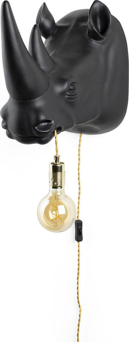 Bold Monkey Mind Your Own Rhino wandlamp zwart