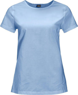 Jack Wolfskin Nata River - Outdoorblouse Korte Mouw - Tencel en Biologische Katoen - Ice Blue Stripes - Maat S