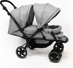 Bolente Serra Tweeling Kinderwagen | Duowagen | Duo Buggy| Klein Opvouwbaar | Plooibuggy | Inclusief Regenhoes | Kleur Grijs