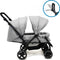 Bolente Serra Tweeling Kinderwagen | Duowagen | Duo Buggy| Klein Opvouwbaar | Plooibuggy | Inclusief Regenhoes | Kleur Grijs