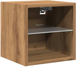 vidaXL - Tv-wandmeubel - met - LED-verlichting - 30x28,5x30cm - artisanaal - eiken