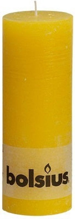 Bolsius geel rustiek stompkaars 190/68 (67 uur)