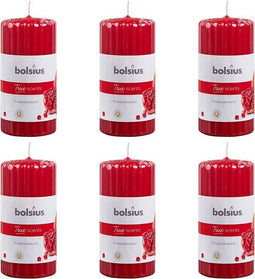 Bolsius Geurkaarsen geribbeld 6 st 120x58 mm granaatappel
