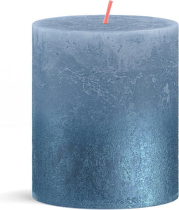 Bolsius - Rustiek stompkaars - Fading metallic - 80/68 - 1 Stuk Sky Blue + Blue