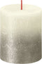 Bolsius - Rustiek stompkaars - Fading metallic - 80/68 - 1 Stuk - Soft Pearl + Champagne