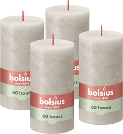 Bolsius - Rustieke Kaars - 4 Stuks - Licht Grijs - 13cm