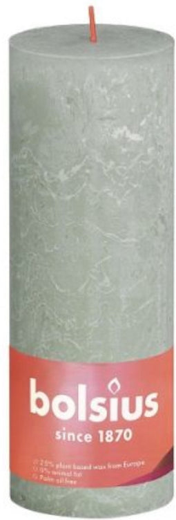 Bolsius Stompkaars Foggy Green Ø68 mm - Hoogte 19 cm - Lichtgrijs/Groen - 85 branduren