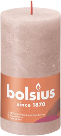Bolsius Stompkaars Misty Pink Ø68 mm - Hoogte 13 cm - Roze/Grijs - 60 branduren
