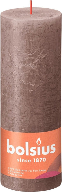 Bolsius Stompkaars Rustic Taupe Ø68 mm - Hoogte 19 cm - Taupe - 85 Branduren