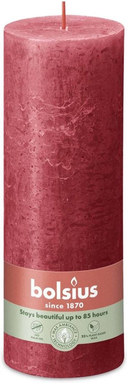 Bolsius Stompkaars Rustiek Delicate Red - 19 cm / Ø7 cm