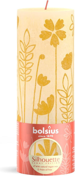 Bolsius Stompkaars Rustiek Print Butter Yellow - 19 cm / ø 7 cm