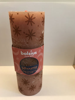 Bolsius Stompkaars Rustiek Print Creamy Caramel - 19 cm / ø 7 cm