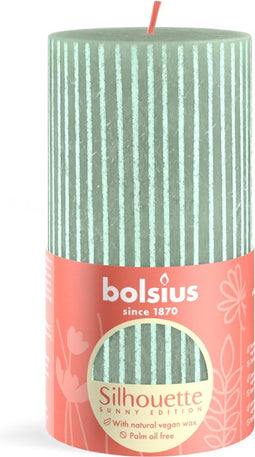 Bolsius Stompkaars Rustiek Print Jade Green - 13 cm / ø 7 cm