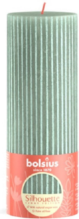Bolsius Stompkaars Rustiek Print Jade Green - 19 cm / ø 7 cm