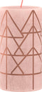 Bolsius Stompkaars Rustiek Print Kerstboom Misty Pink - 13 cm / ø 7 cm