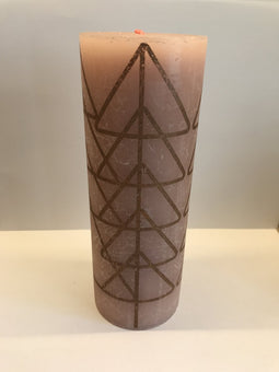 Bolsius Stompkaars Rustiek Print Kerstboom Misty Pink - 19 cm / ø 7 cm