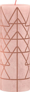 Bolsius Stompkaars Rustiek Print Kerstboom Misty Pink - 19 cm / ø 7 cm