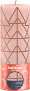Bolsius Stompkaars Rustiek Print Kerstboom Misty Pink - 19 cm / ø 7 cm