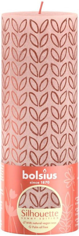 Bolsius Stompkaars Rustiek Print Misty Pink - 19 cm / ø 7 cm