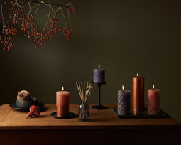 Bolsius Stompkaars Rustiek Print Slate Blue - 19 cm / ø 7 cm